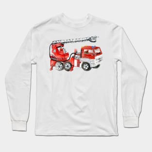 Red  fire truck drawing Long Sleeve T-Shirt